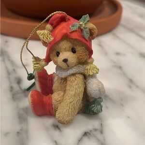 Cherish Teddy Ornament with Red Hat
